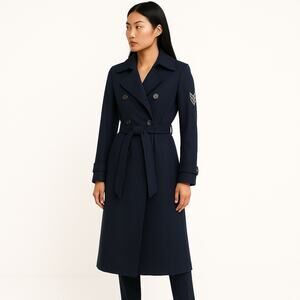 NEW Tommy Hilfiger Women’s Blue US Air Force Military Trench Coat Jacket Size S